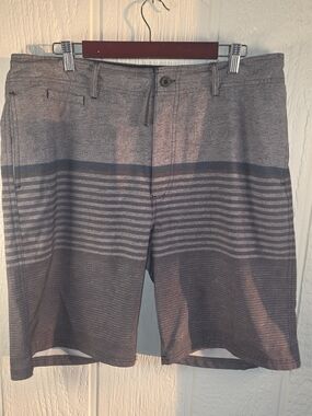Men's Ocean Current Charcoal Gray Striped Hybrid Shorts, Size 36